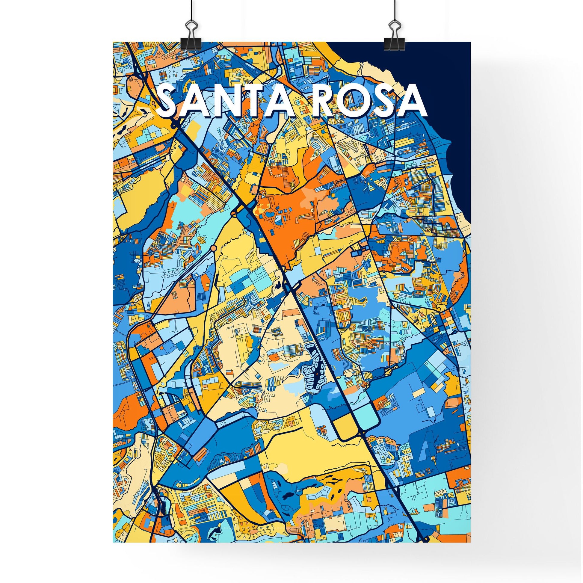 SANTA ROSA PHILIPPINES Vibrant Colorful Art Map Poster Blue Orange