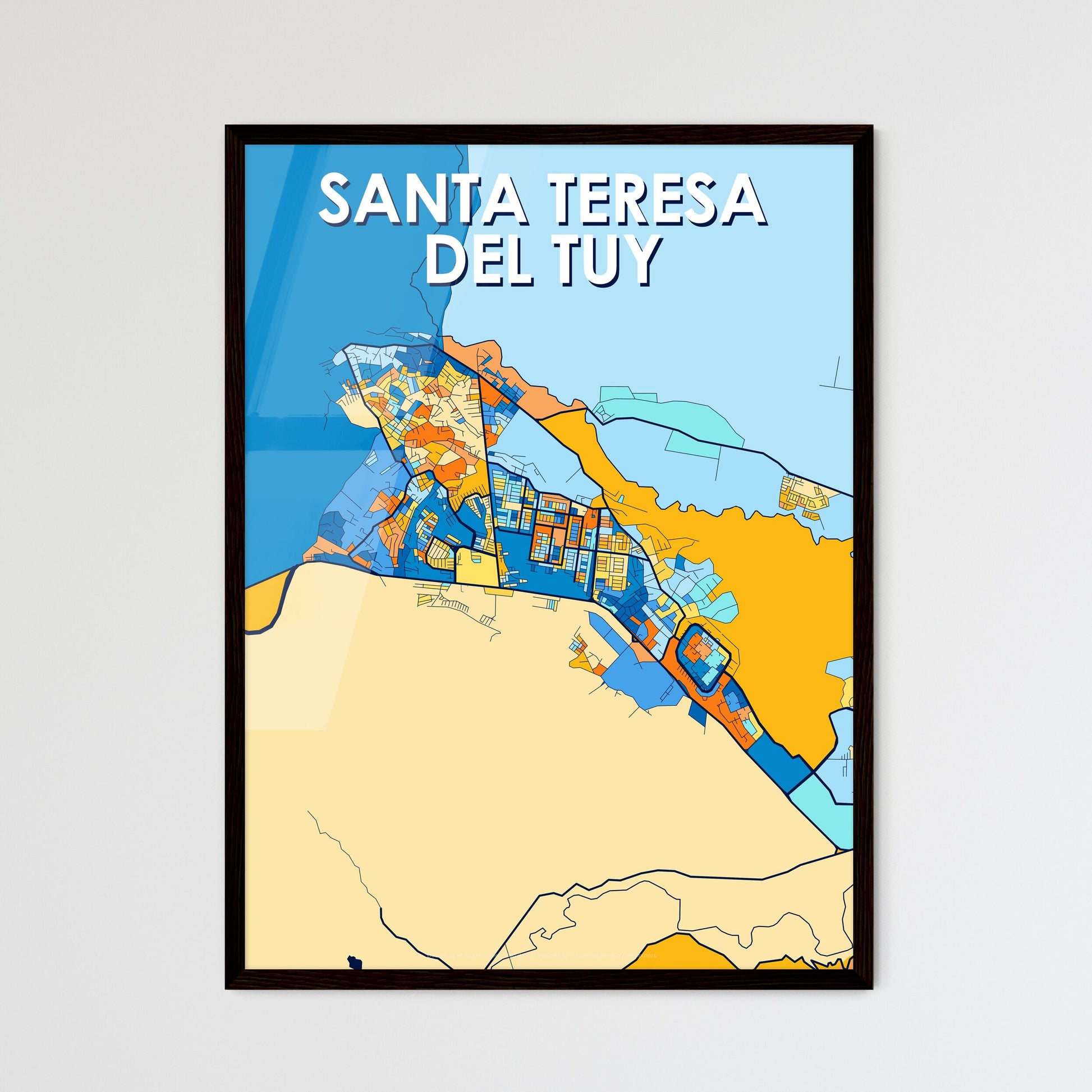 SANTA TERESA DEL TUY VENEZUELA Vibrant Colorful Art Map Poster Blue Orange