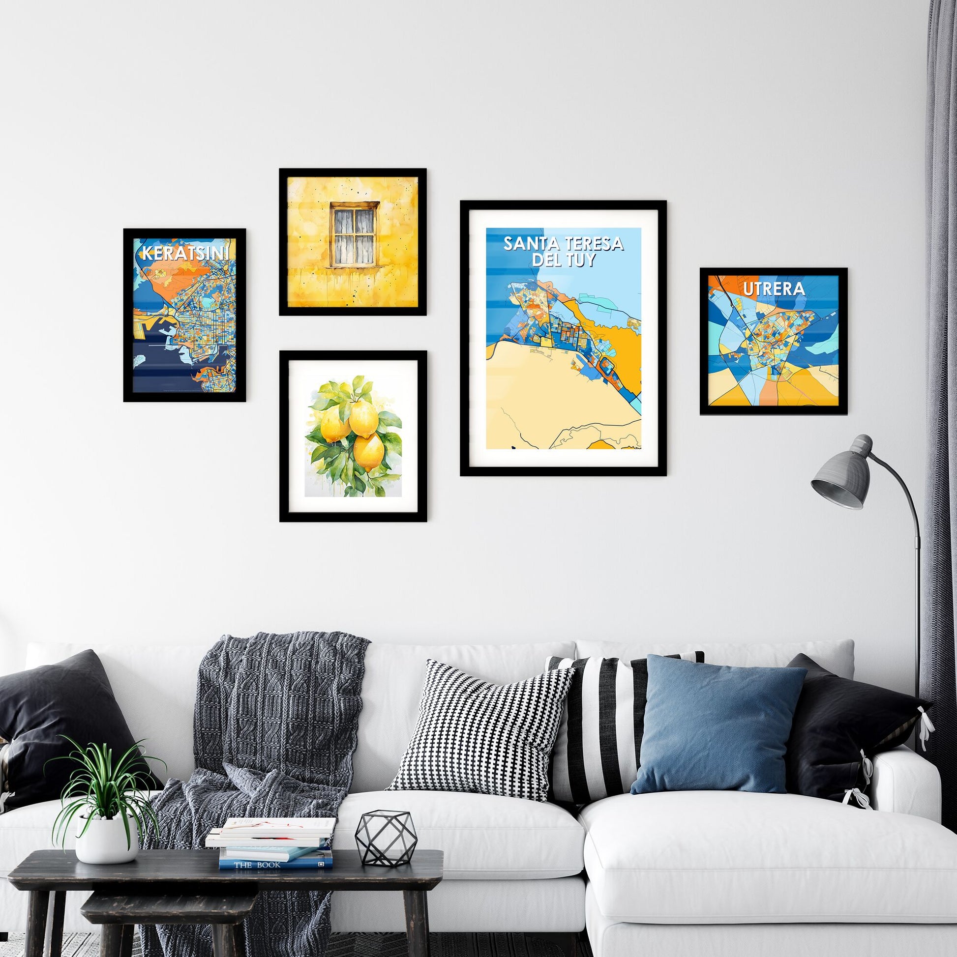 SANTA TERESA DEL TUY VENEZUELA Vibrant Colorful Art Map Poster Blue Orange