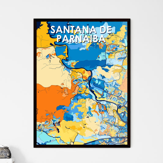 SANTANA DE PARNAIBA BRAZIL Vibrant Colorful Art Map Poster Blue Orange