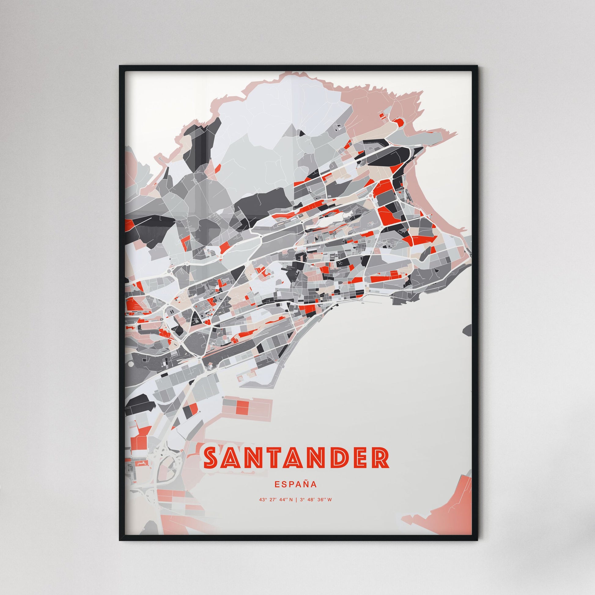 Colorful Santander Spain Fine Art Map Modern Expressive