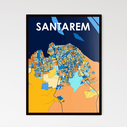 SANTAREM BRAZIL Vibrant Colorful Art Map Poster Blue Orange