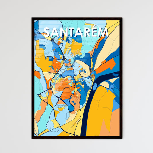 SANTARÉM PORTUGAL Vibrant Colorful Art Map Poster Blue Orange