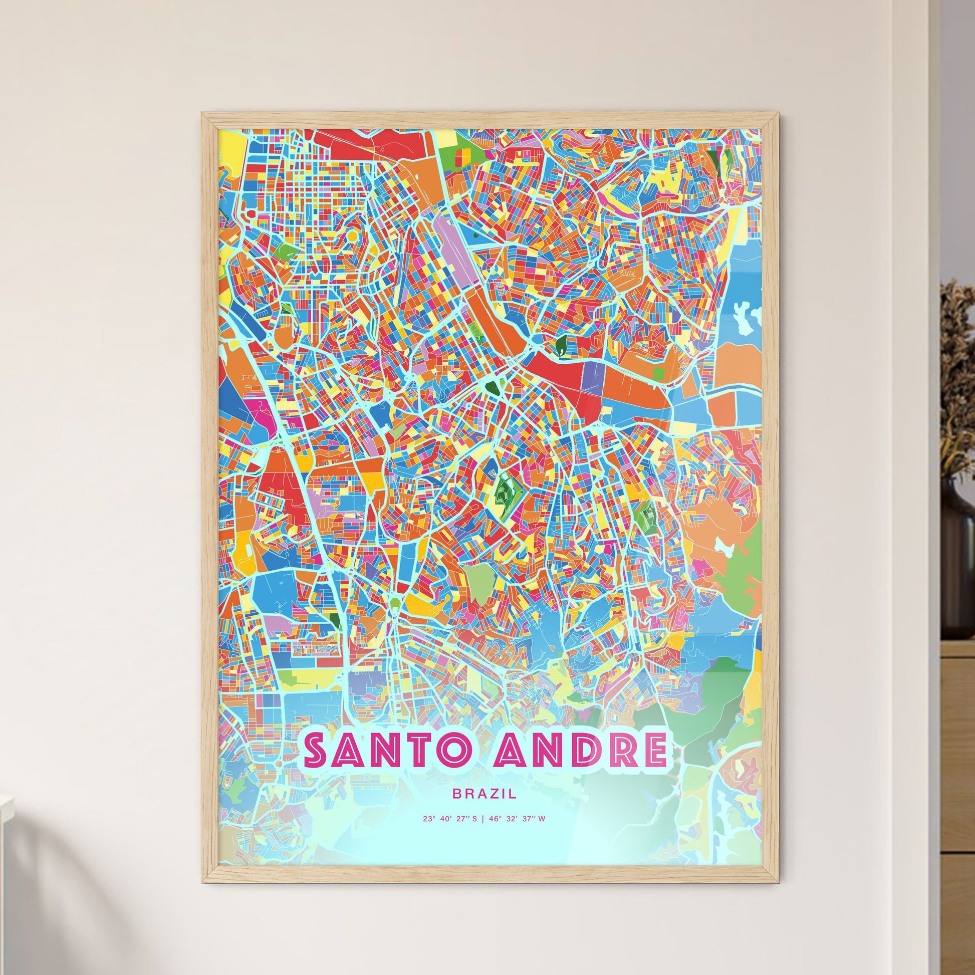 Colorful Santo Andre Brazil Fine Art Map Crazy Colors