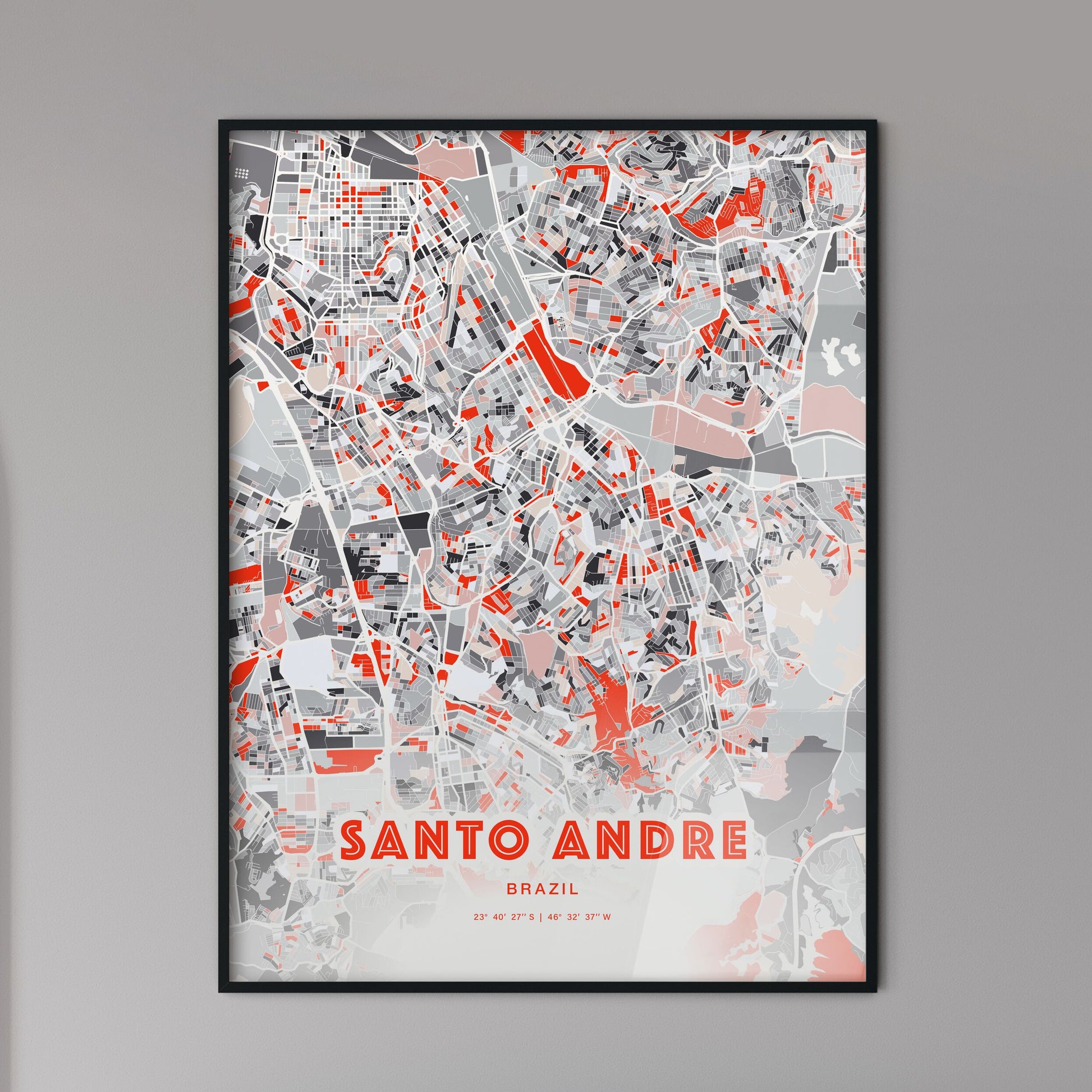 Colorful Santo Andre Brazil Fine Art Map Modern Expressive