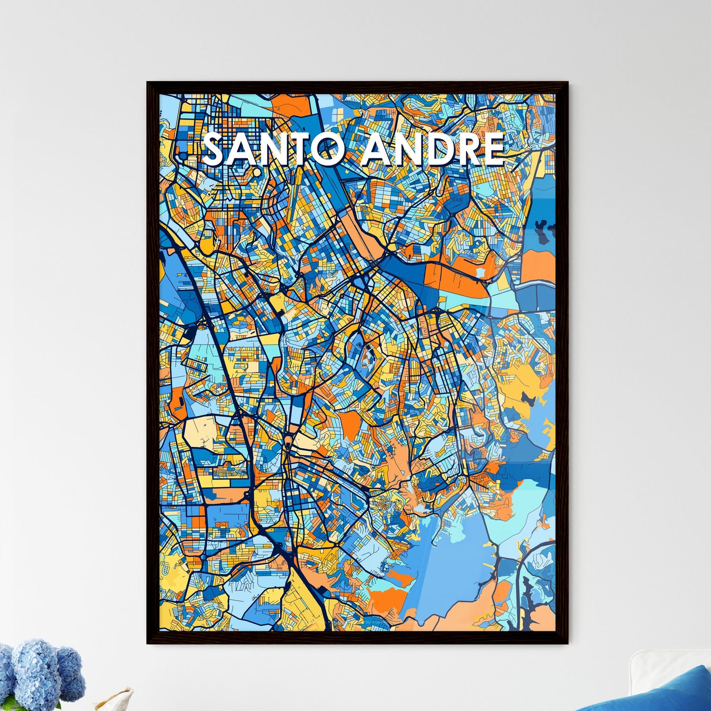 SANTO ANDRE BRAZIL Vibrant Colorful Art Map Poster Blue Orange