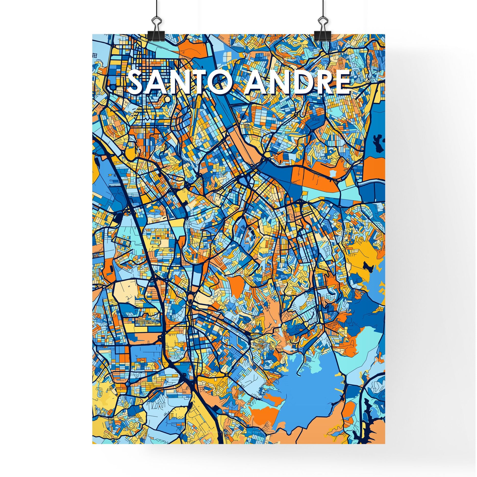 SANTO ANDRE BRAZIL Vibrant Colorful Art Map Poster Blue Orange