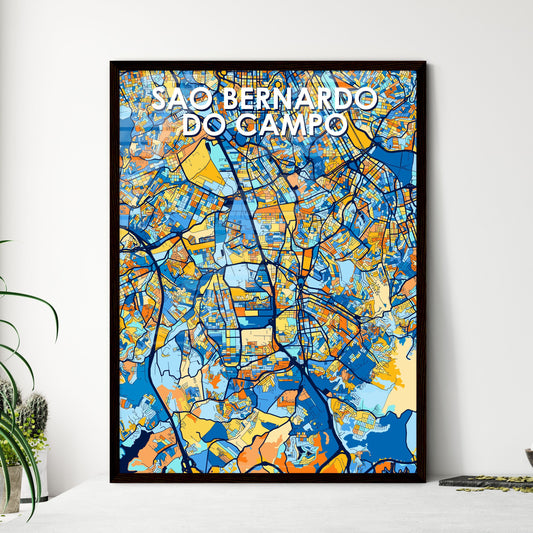 SAO BERNARDO DO CAMPO BRAZIL Vibrant Colorful Art Map Poster Blue Orange