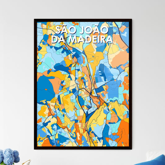 SÃO JOÃO DA MADEIRA PORTUGAL Vibrant Colorful Art Map Poster Blue Orange