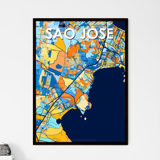 SAO JOSE BRAZIL Vibrant Colorful Art Map Poster Blue Orange