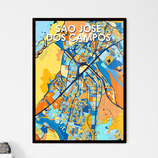 SAO JOSE DOS CAMPOS BRAZIL Vibrant Colorful Art Map Poster Blue Orange