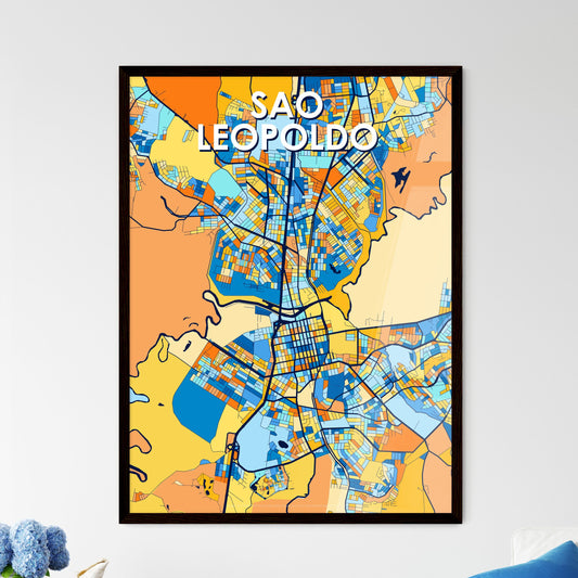 SAO LEOPOLDO BRAZIL Vibrant Colorful Art Map Poster Blue Orange