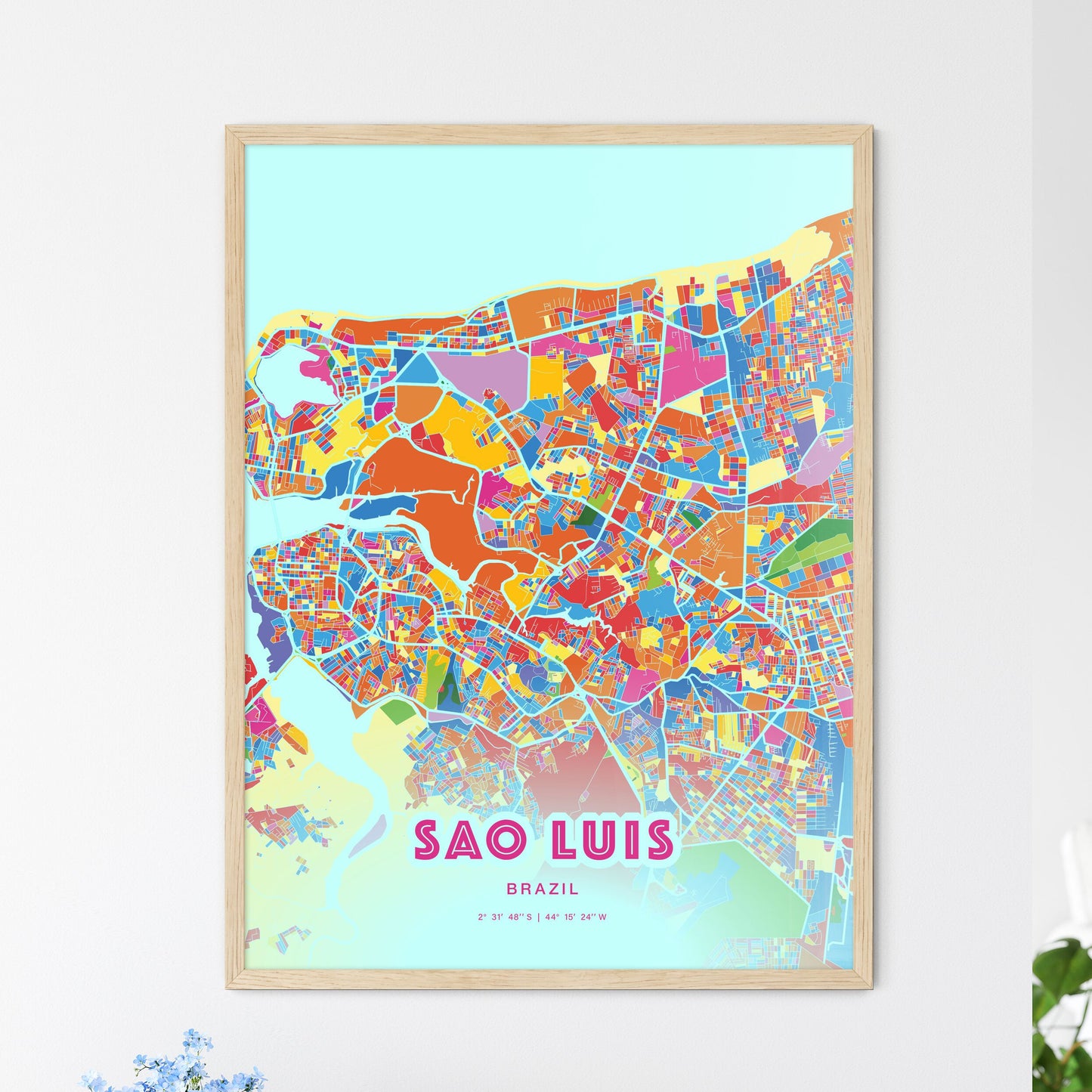 Colorful Sao Luis Brazil Fine Art Map Crazy Colors