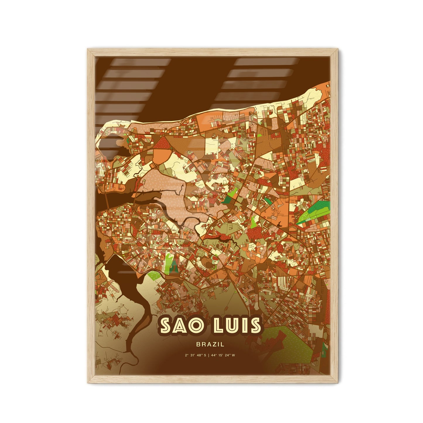 Colorful Sao Luis Brazil Fine Art Map Farmhouse