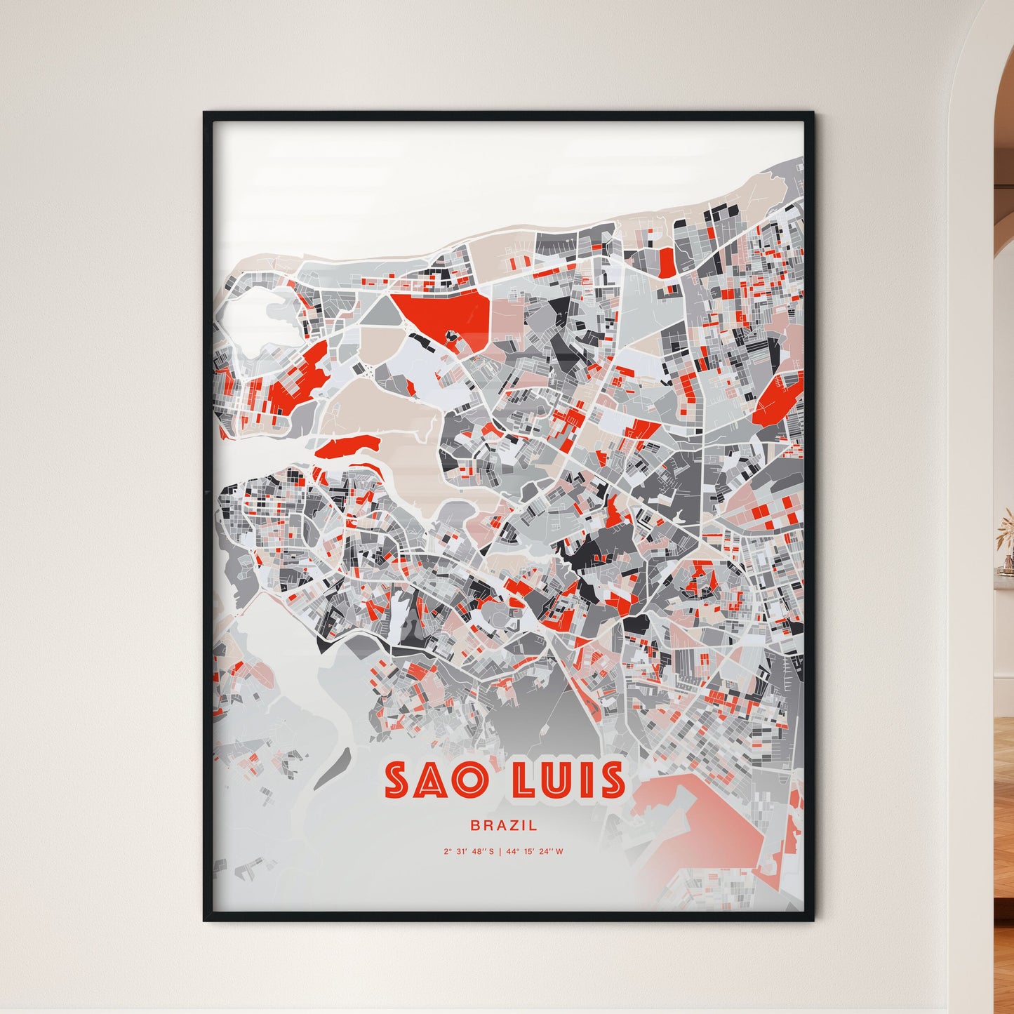 Colorful Sao Luis Brazil Fine Art Map Modern Expressive