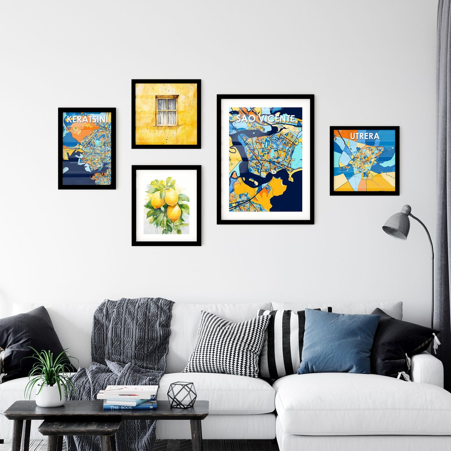 SAO VICENTE BRAZIL Vibrant Colorful Art Map Poster Blue Orange