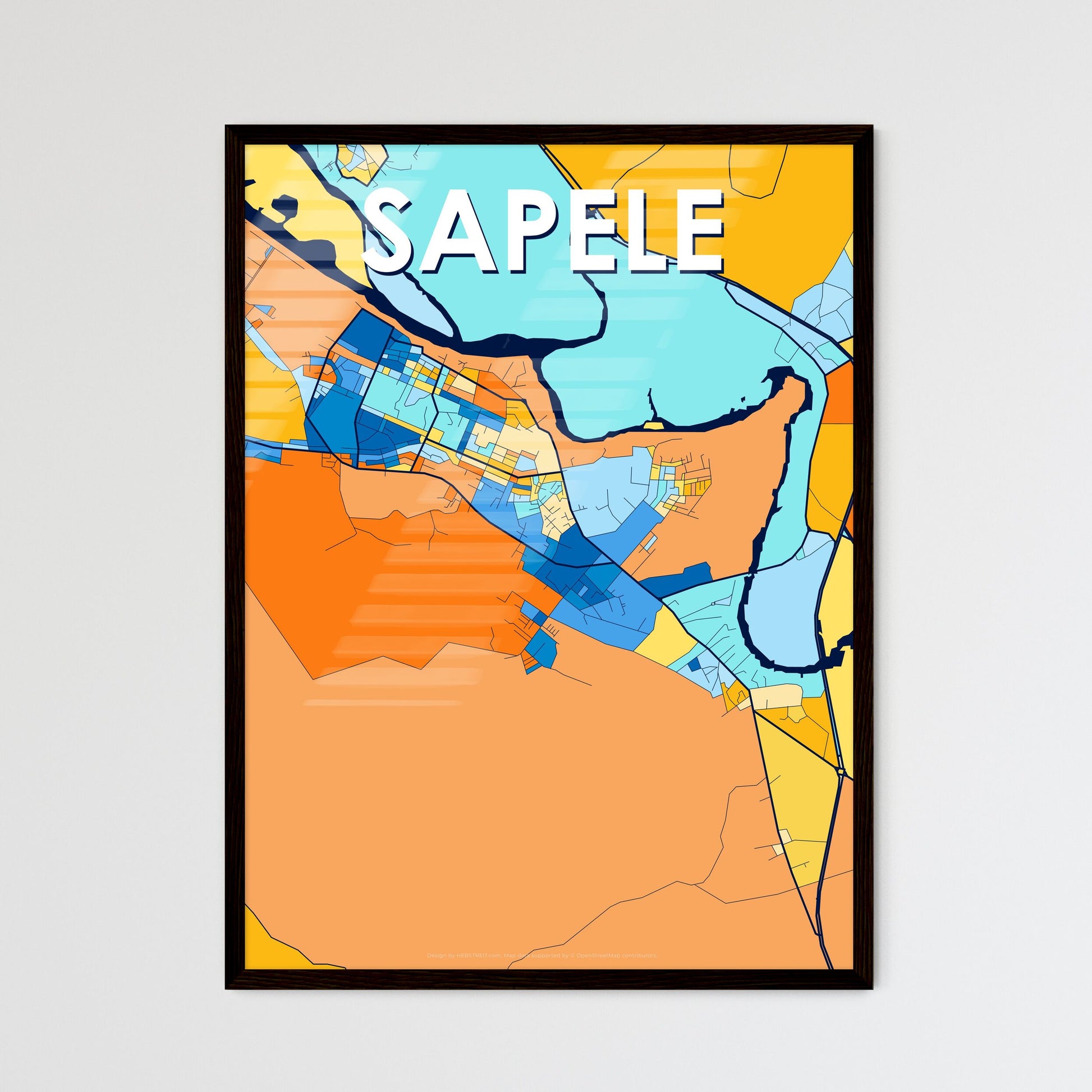 SAPELE NIGERIA Vibrant Colorful Art Map Poster Blue Orange