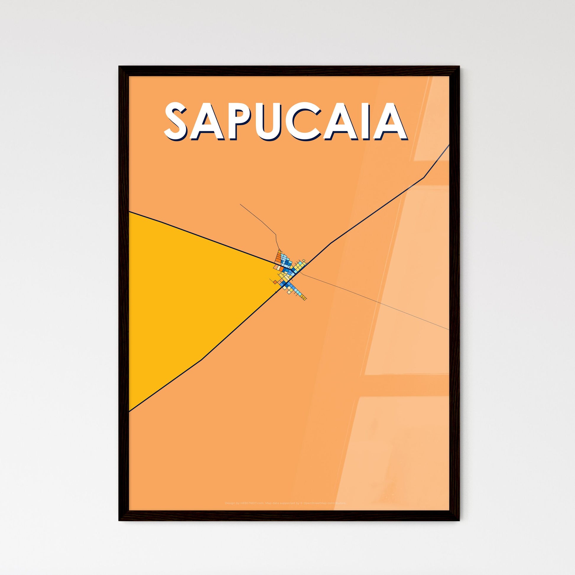 SAPUCAIA BRAZIL Vibrant Colorful Art Map Poster Blue Orange