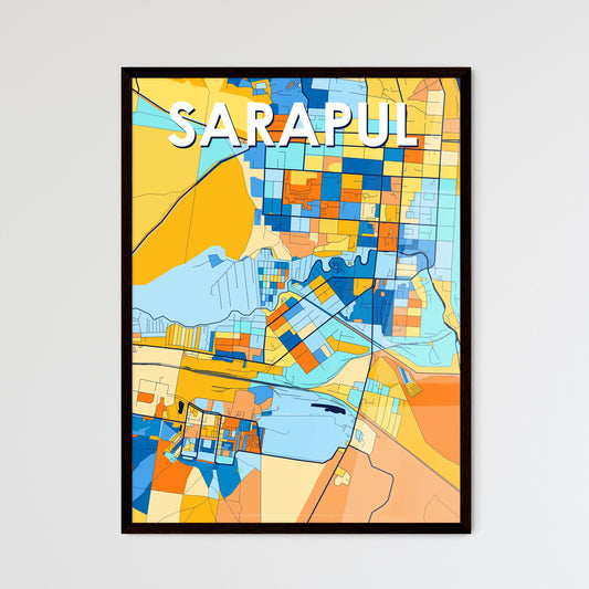 SARAPUL RUSSIA Vibrant Colorful Art Map Poster Blue Orange