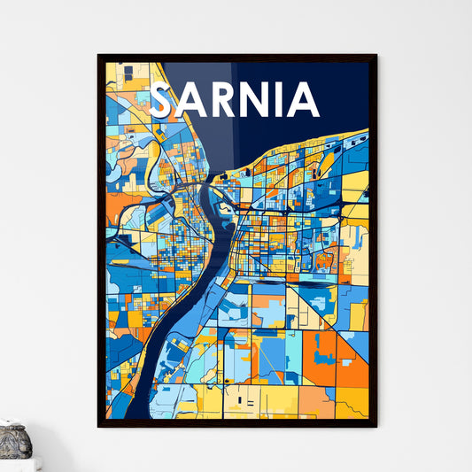 SARNIA CANADA Vibrant Colorful Art Map Poster Blue Orange