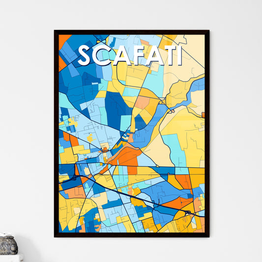 SCAFATI ITALY Vibrant Colorful Art Map Poster Blue Orange