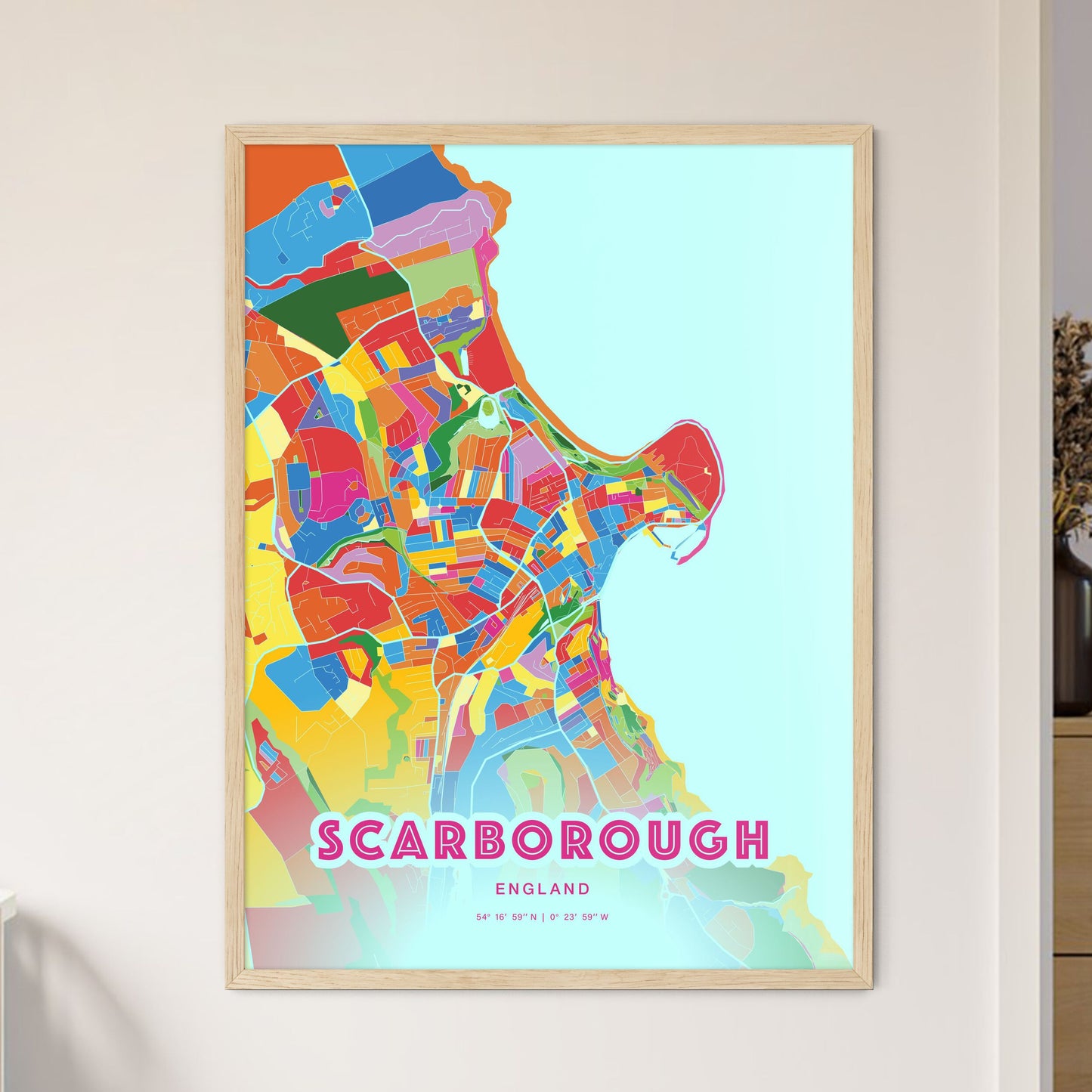 Colorful Scarborough England Fine Art Map Crazy Colors