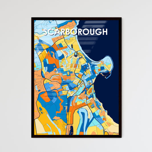 SCARBOROUGH ENGLAND Vibrant Colorful Art Map Poster Blue Orange