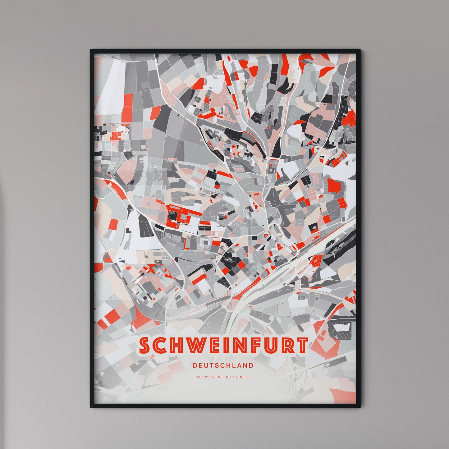 Colorful Schweinfurt Germany Fine Art Map Modern Expressive