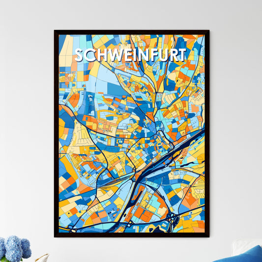 SCHWEINFURT GERMANY Vibrant Colorful Art Map Poster Blue Orange