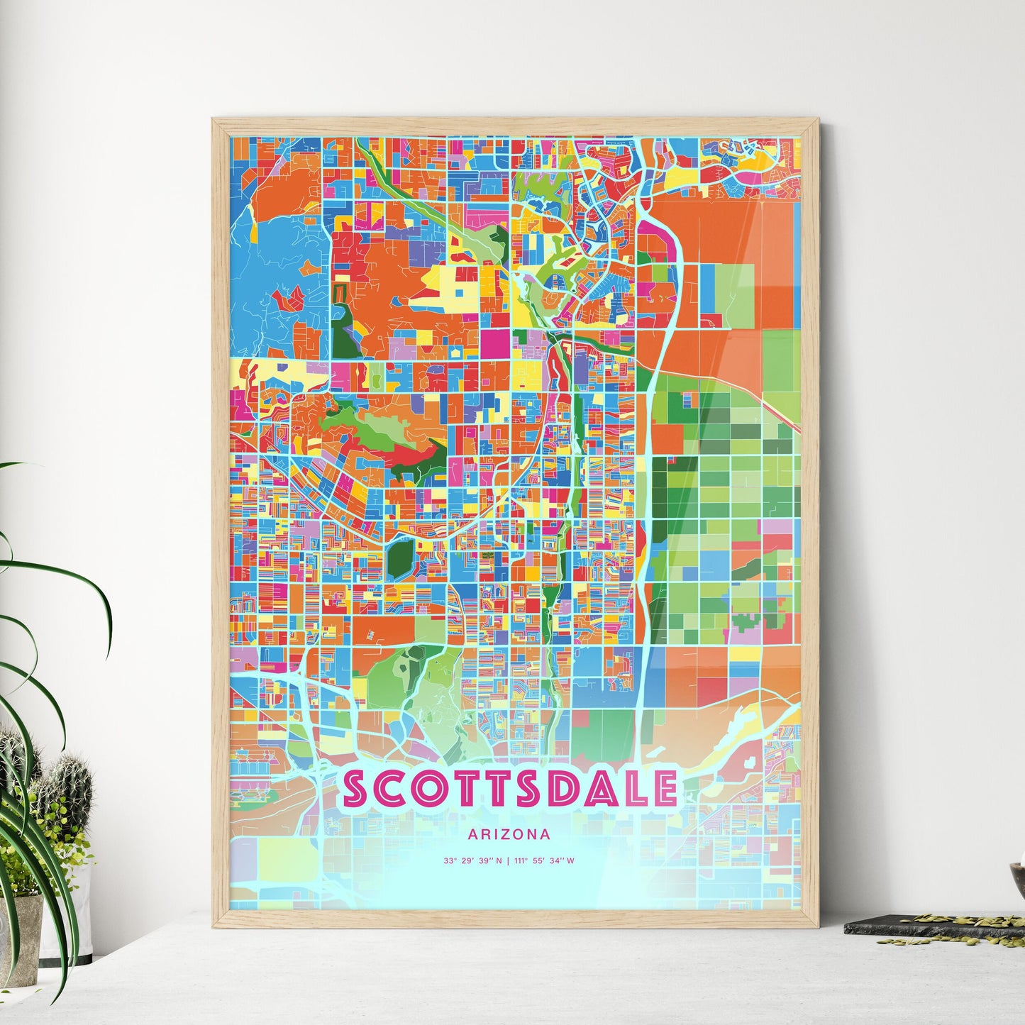 Colorful Scottsdale Arizona Fine Art Map Crazy Colors