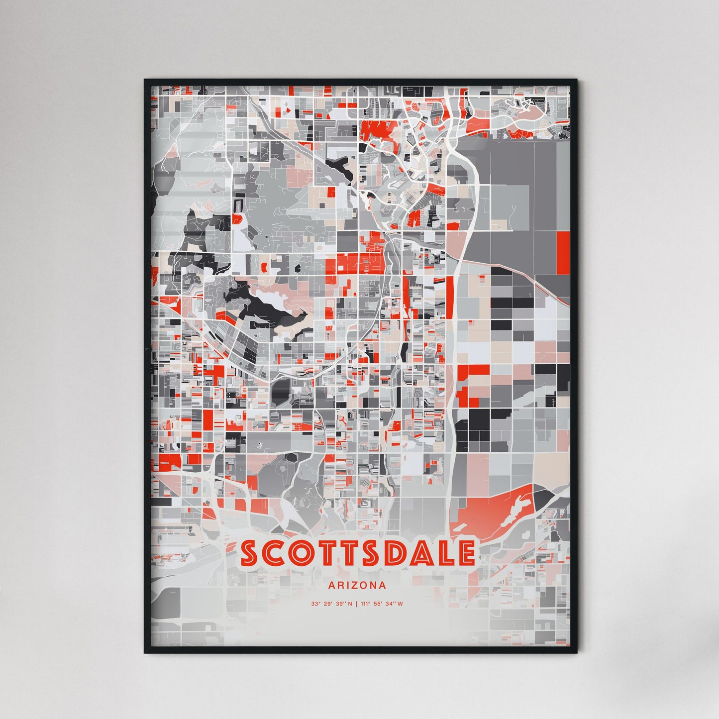 Colorful Scottsdale Arizona Fine Art Map Modern Expressive