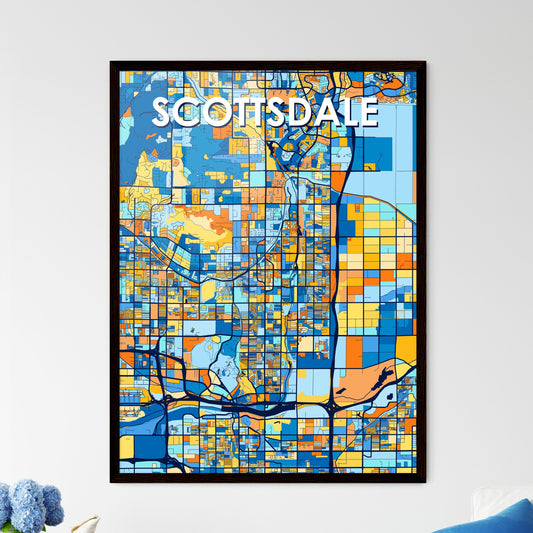 SCOTTSDALE ARIZONA Vibrant Colorful Art Map Poster Blue Orange