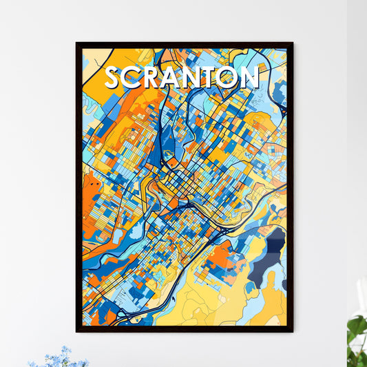 SCRANTON PENNSYLVANIA Vibrant Colorful Art Map Poster Blue Orange