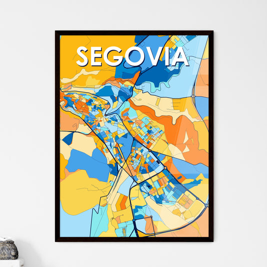 SEGOVIA SPAIN Vibrant Colorful Art Map Poster Blue Orange