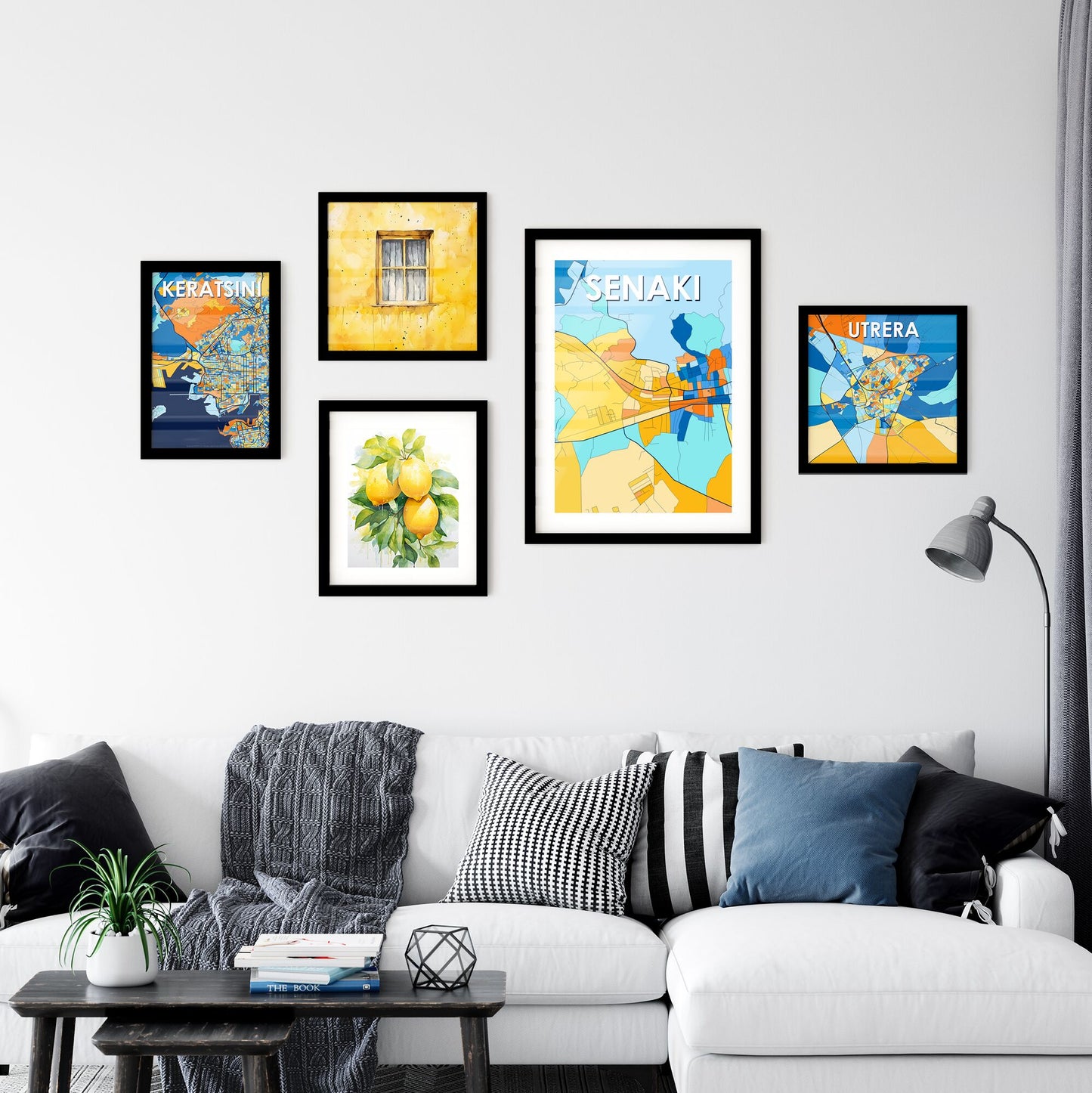 SENAKI GEORGIA Vibrant Colorful Art Map Poster Blue Orange