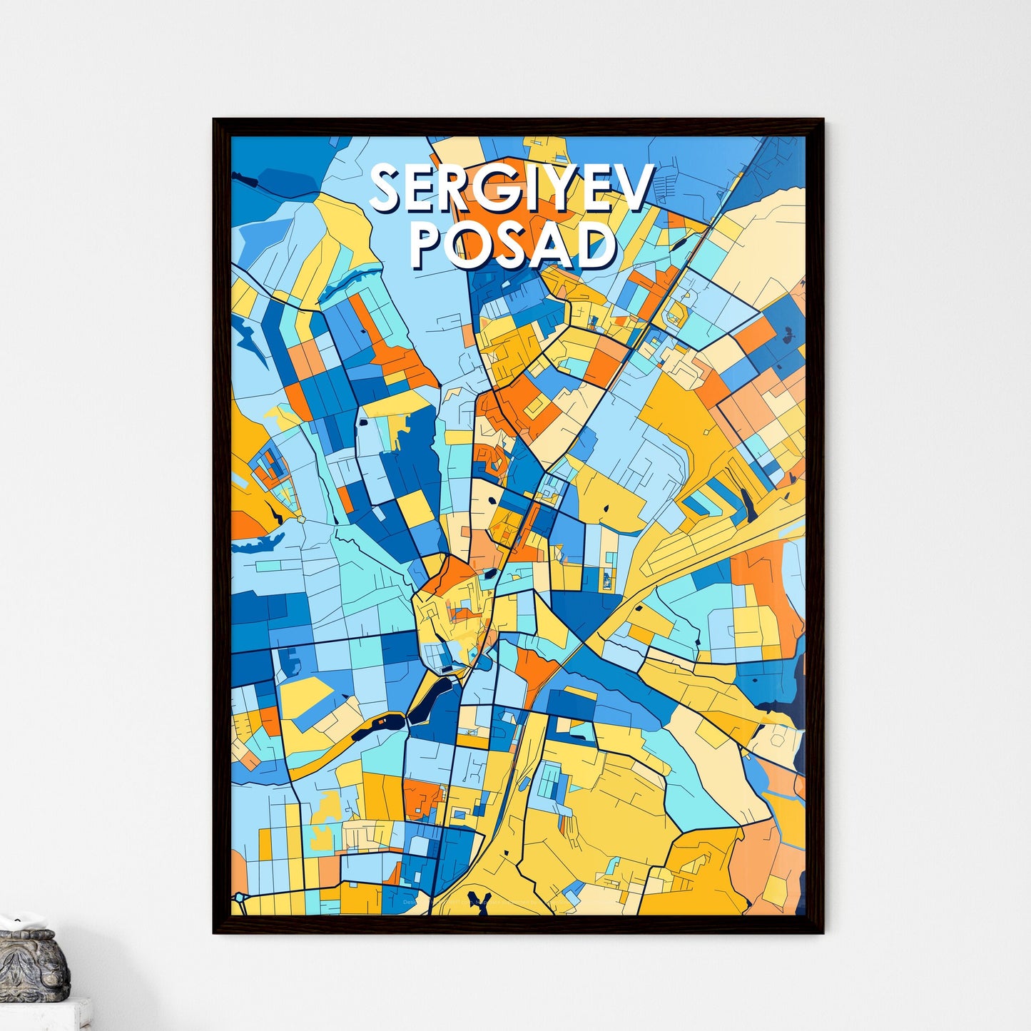 SERGIYEV POSAD RUSSIA Vibrant Colorful Art Map Poster Blue Orange