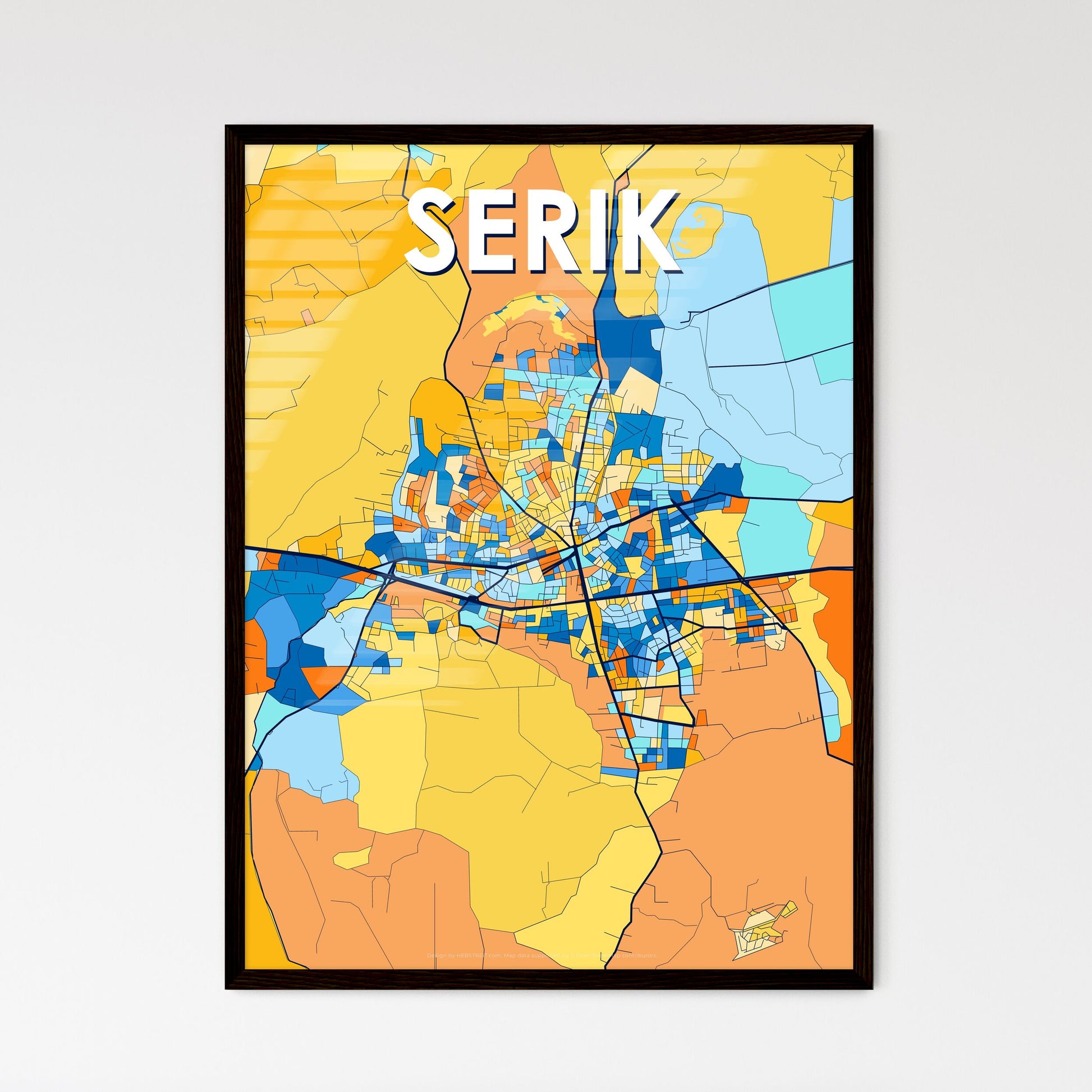 SERIK TURKEY Vibrant Colorful Art Map Poster Blue Orange