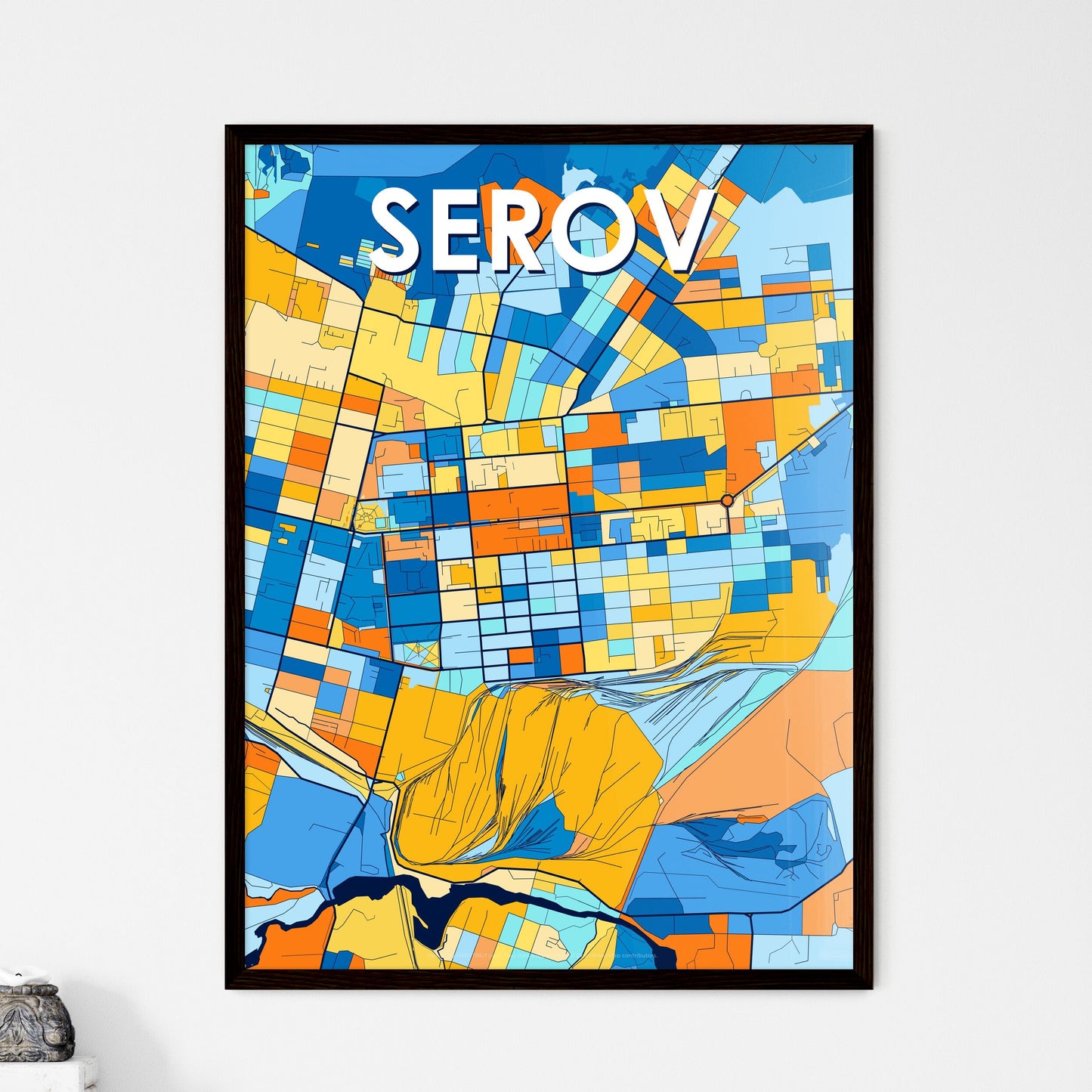 SEROV RUSSIA Vibrant Colorful Art Map Poster Blue Orange