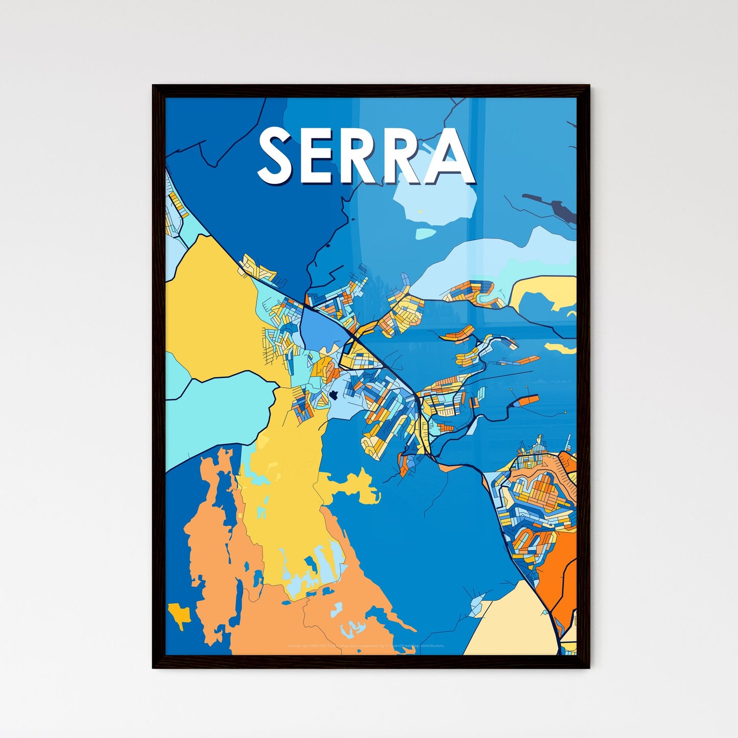 SERRA BRAZIL Vibrant Colorful Art Map Poster Blue Orange