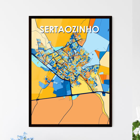 SERTAOZINHO BRAZIL Vibrant Colorful Art Map Poster Blue Orange