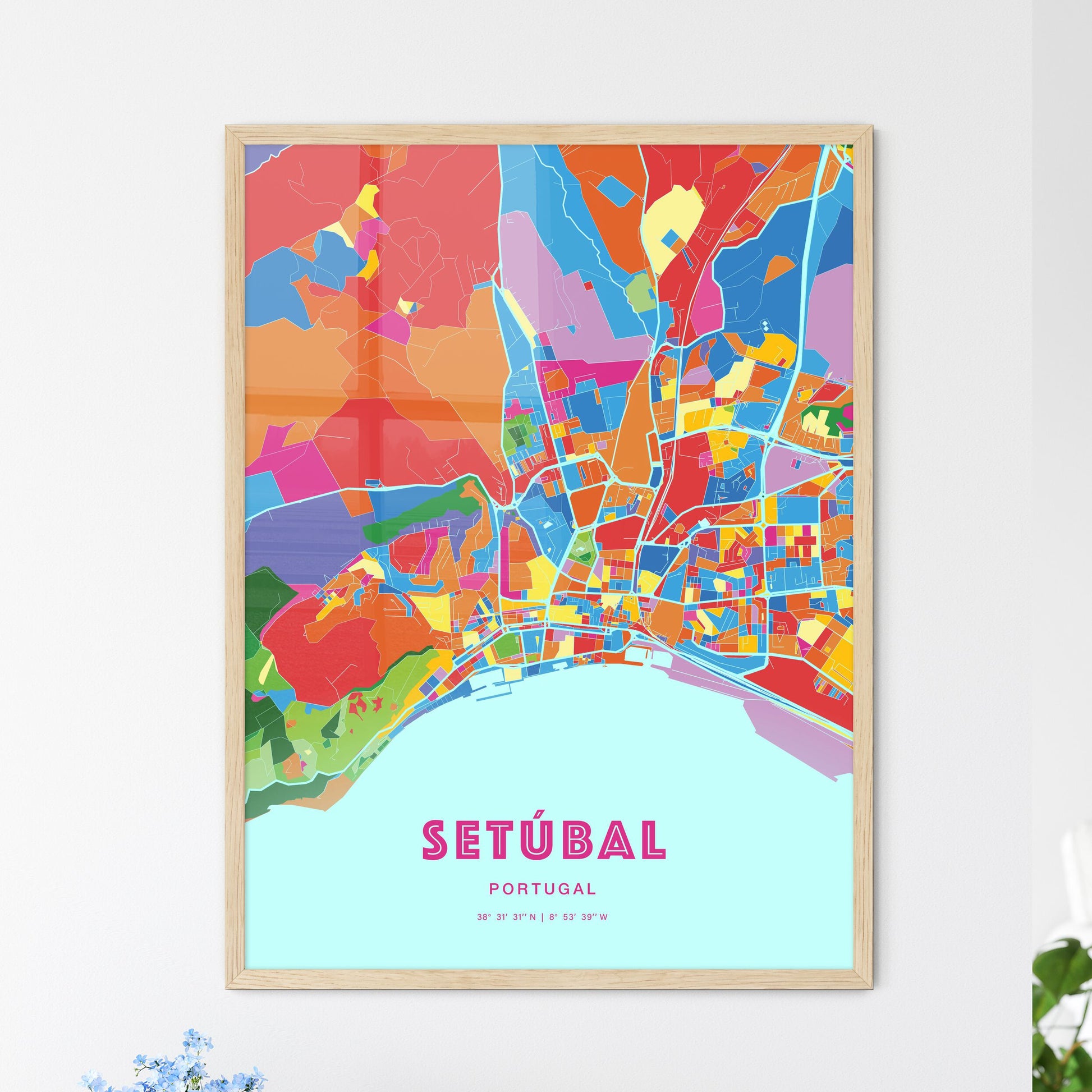 Colorful Setúbal Portugal Fine Art Map Crazy Colors