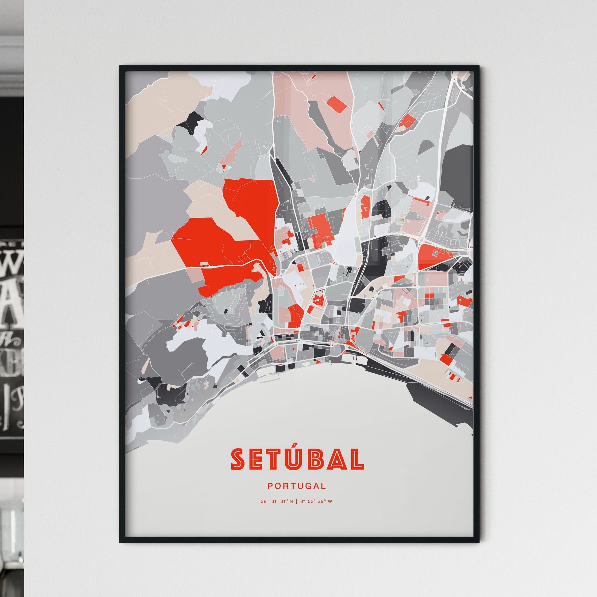 Colorful Setúbal Portugal Fine Art Map Modern Expressive