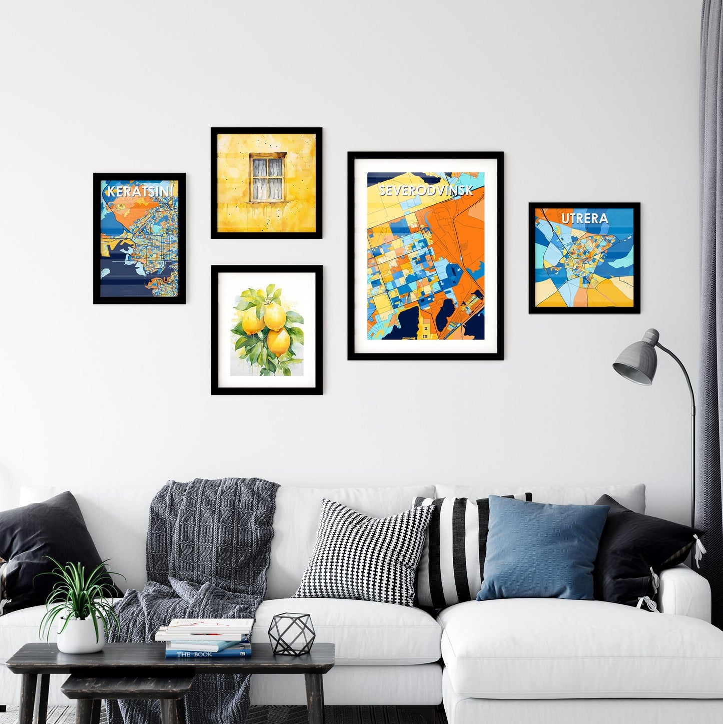 SEVERODVINSK RUSSIA Vibrant Colorful Art Map Poster Blue Orange