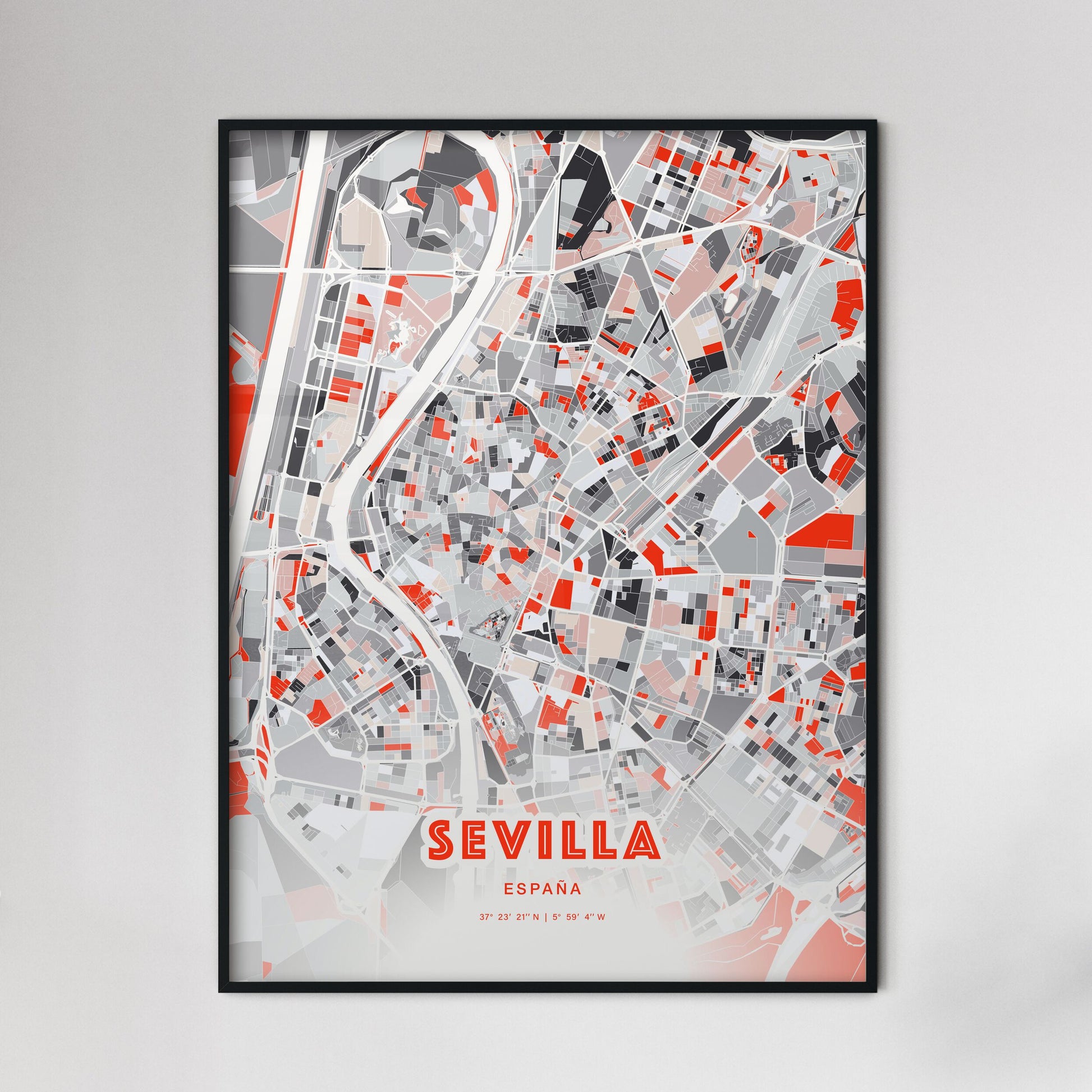 Colorful Sevilla Spain Fine Art Map Modern Expressive