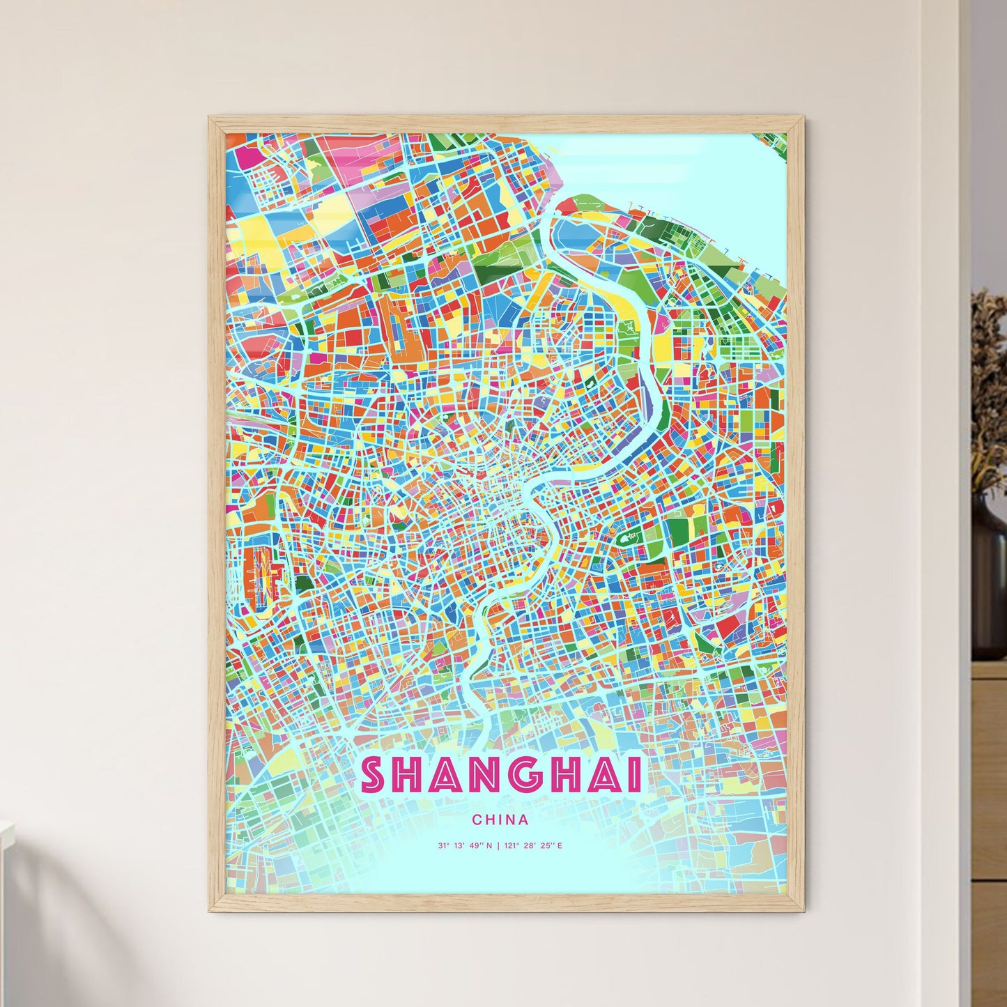 Colorful Shanghai China Fine Art Map Crazy Colors