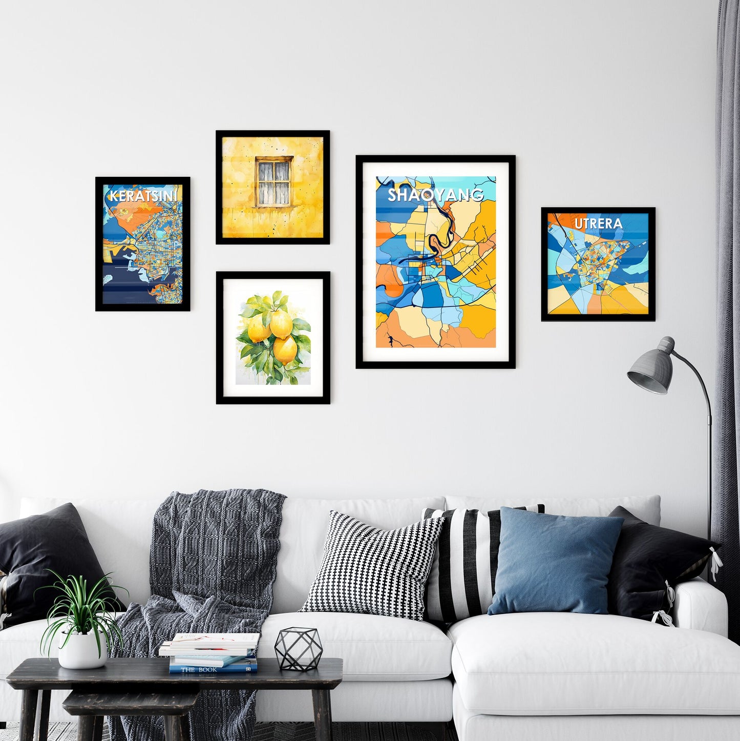 SHAOYANG CHINA Vibrant Colorful Art Map Poster Blue Orange