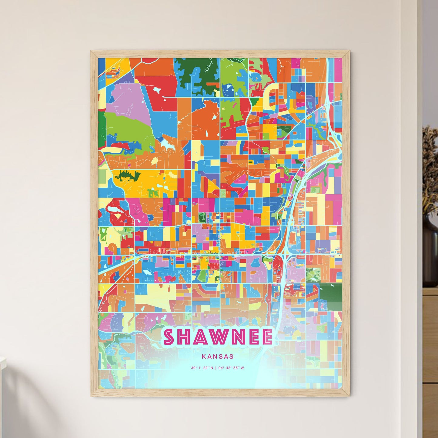 Colorful Shawnee Kansas Fine Art Map Crazy Colors
