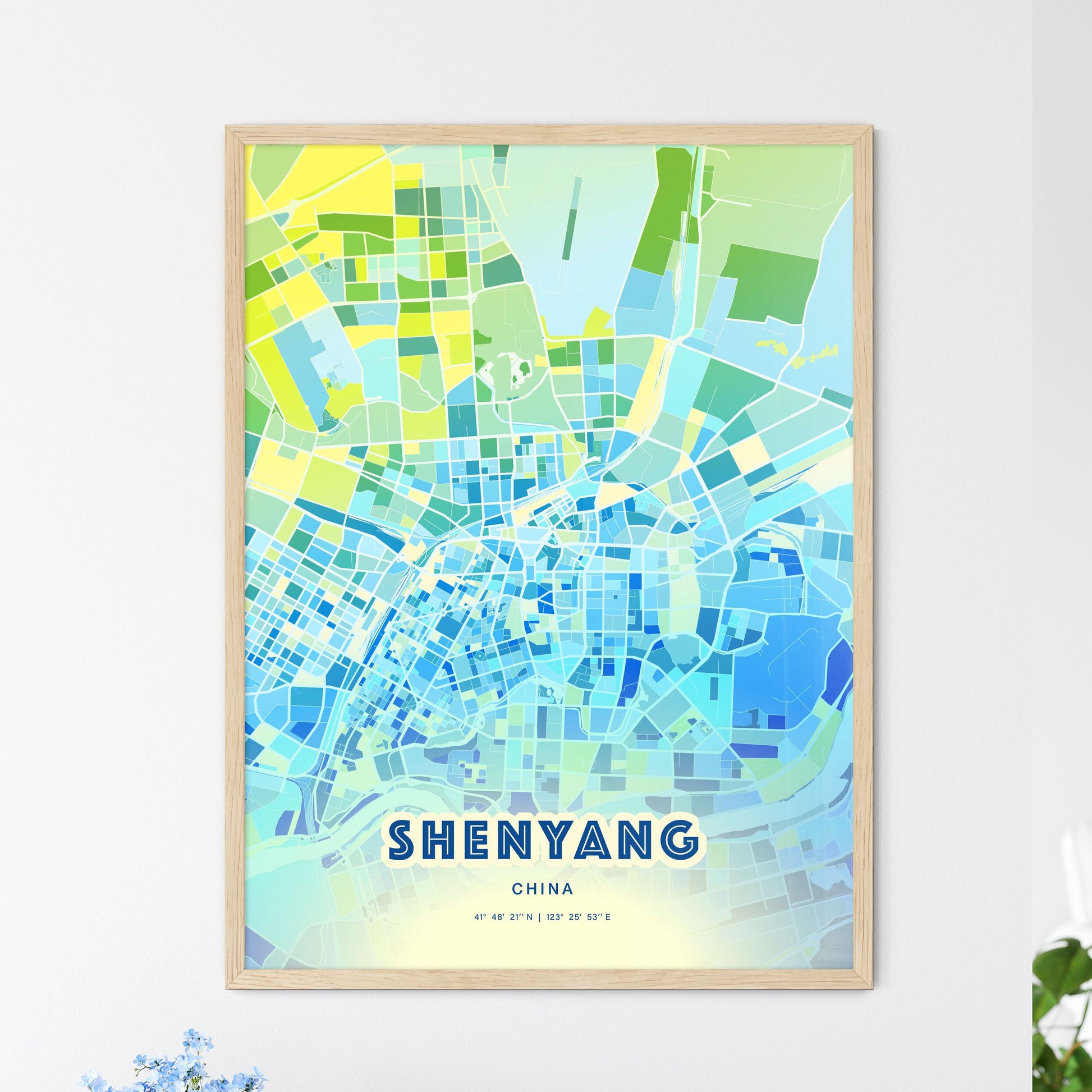 Colorful Shenyang China Fine Art Map Cool Blue