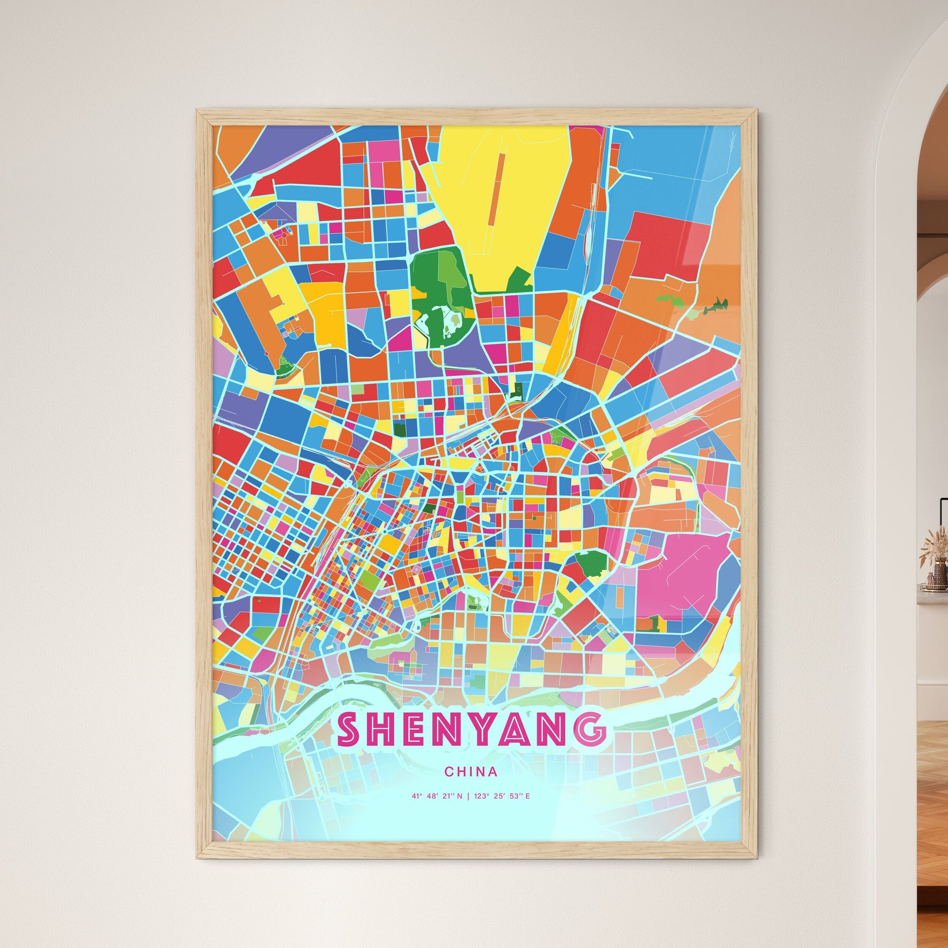 Colorful Shenyang China Fine Art Map Crazy Colors