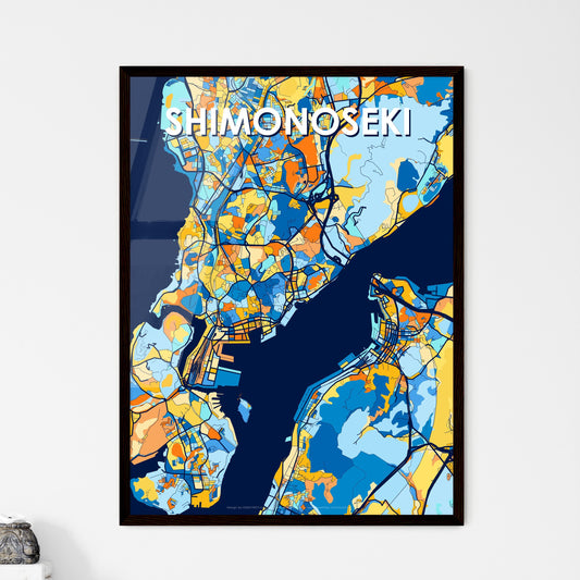 SHIMONOSEKI JAPAN Vibrant Colorful Art Map Poster Blue Orange